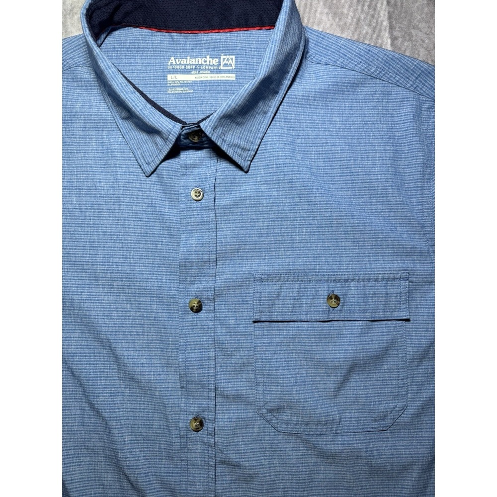 Avalanche Casual Button-Down Shirt Men's L Blue Polyester‎ Spandex Stretch
